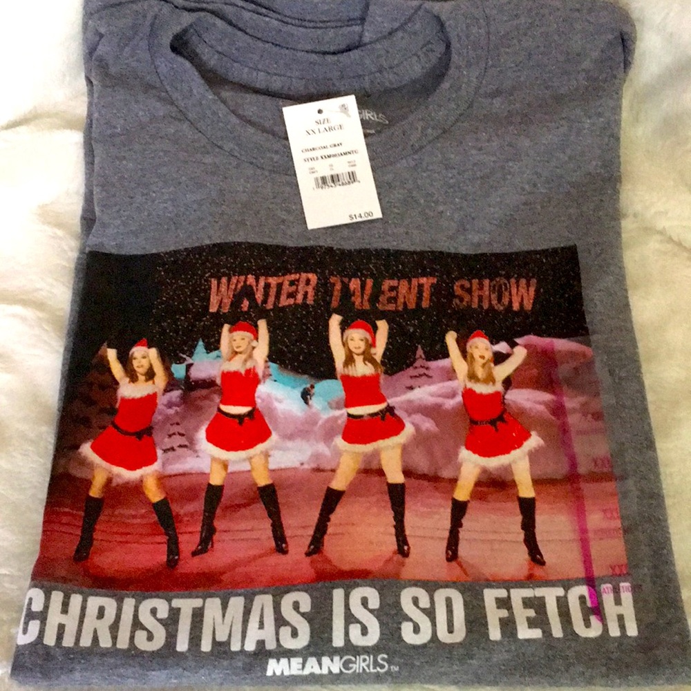 Original Mean Girls Tshirt T-Shirt Tee Shirt Christmas is So Fetch Gray Grey XXL